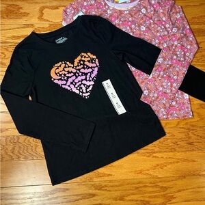 Girls' Black and Pink Heart Long Sleeve Shirt